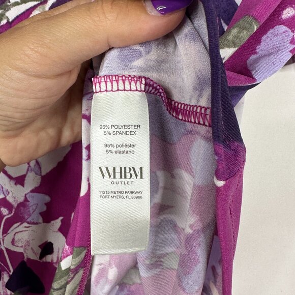 NWT White House Black Market V-Neck Puff Sleeve Top Floral Bunches Baie #WHBM31 - Picture 5 of 9